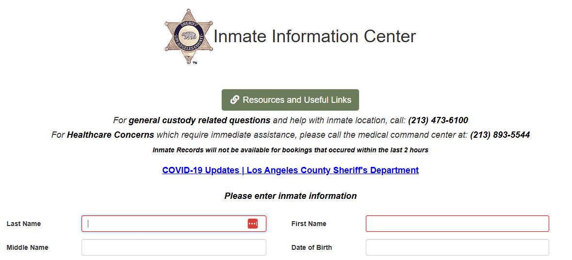 Los Angeles County Inmate Information Center