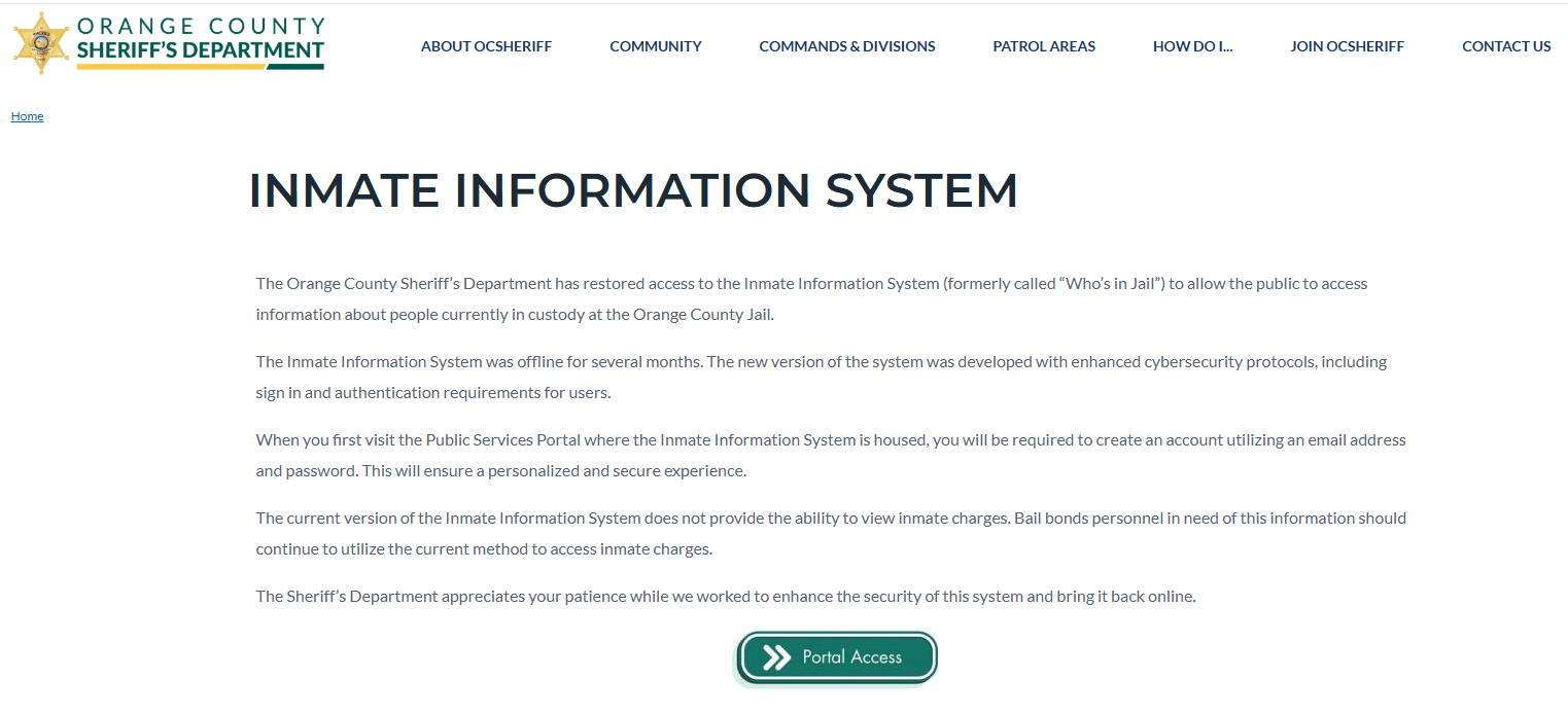 Orange County Inmate Information System