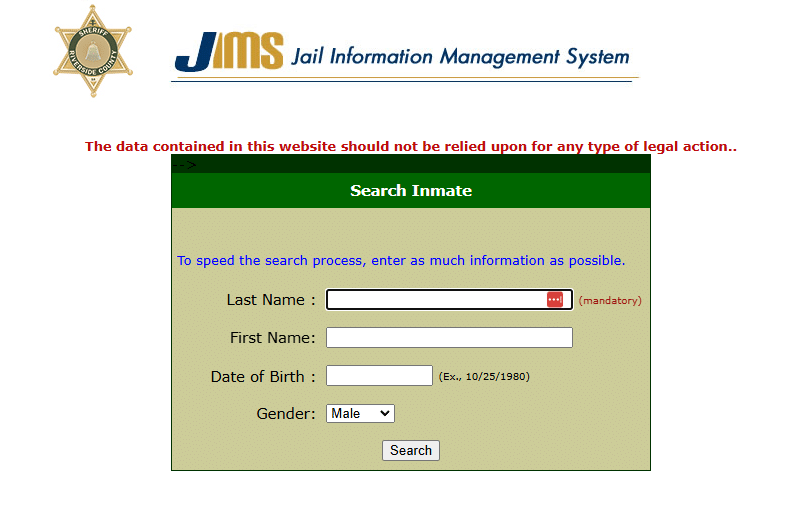 Riverside County Jail Information management System